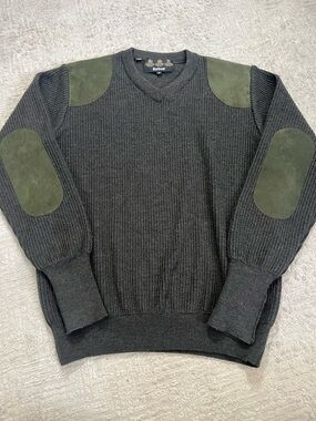 Barbour Sporting V Neck Merino Wool Sweater- Loden